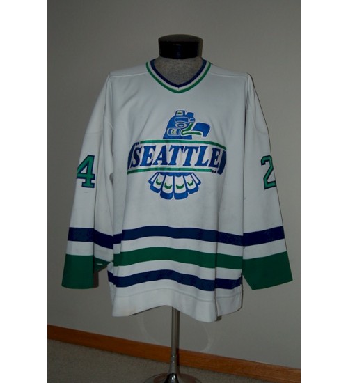 Custom WHL Seattle Thunderbirds 1993 95 Darcy Smith Home Hockey Jersey White